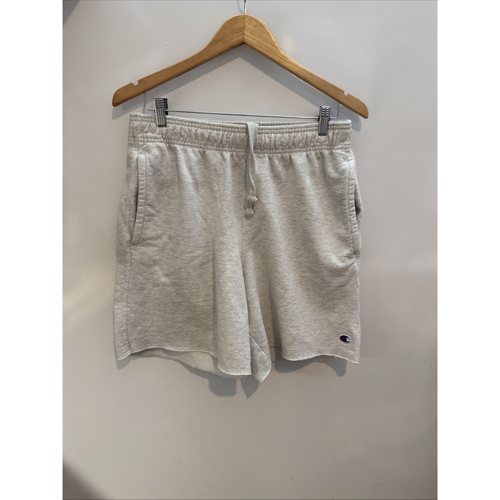 Champion Light heather grey C-patch logo fleece 7" shorts size L